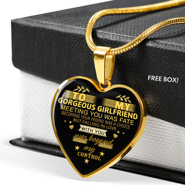 Gorgeous Boyfriend And Girlfriend - Falling In Love With You Is Beyond My Control - Girlfriend Heart Pendant Necklace - Gold Plated Jewelry Easter